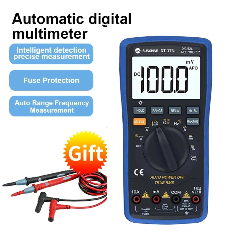 Luz do Sol Dt17n Multímetro Digital Faixa de Automóvel Display Lcd Multímetro é 35 Automático Digital Instrumento Testador para Ferramenta Reparo