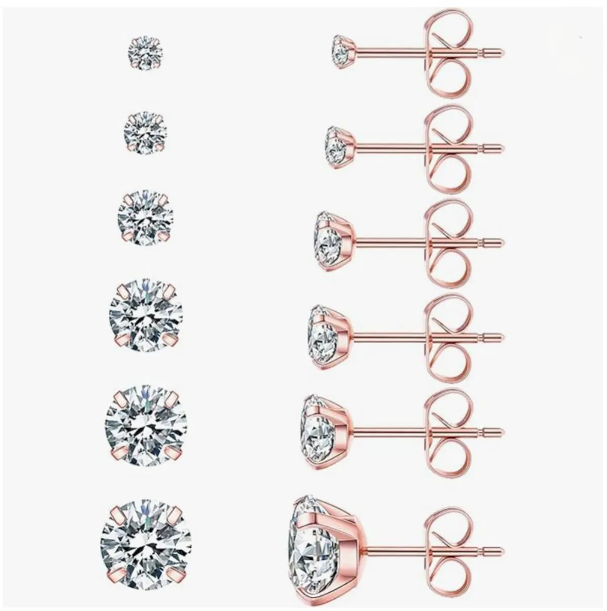 

14K physical real gold laboratory grown simple 4-prong diamond 0.5CT stud earrings, rose gold earrings, fine jewelry wholesale