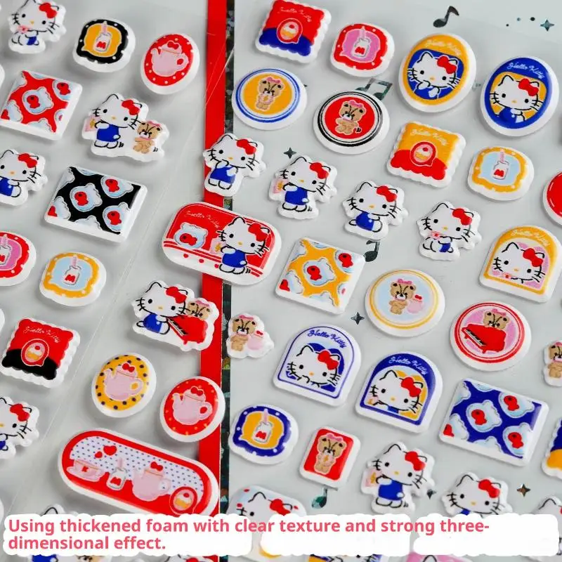 1 pçs olá kitty delicioso 3d adesivo em relevo bonito à prova dwaterproof água diy caso de telefone copo água adesivo decorativo estudante presente