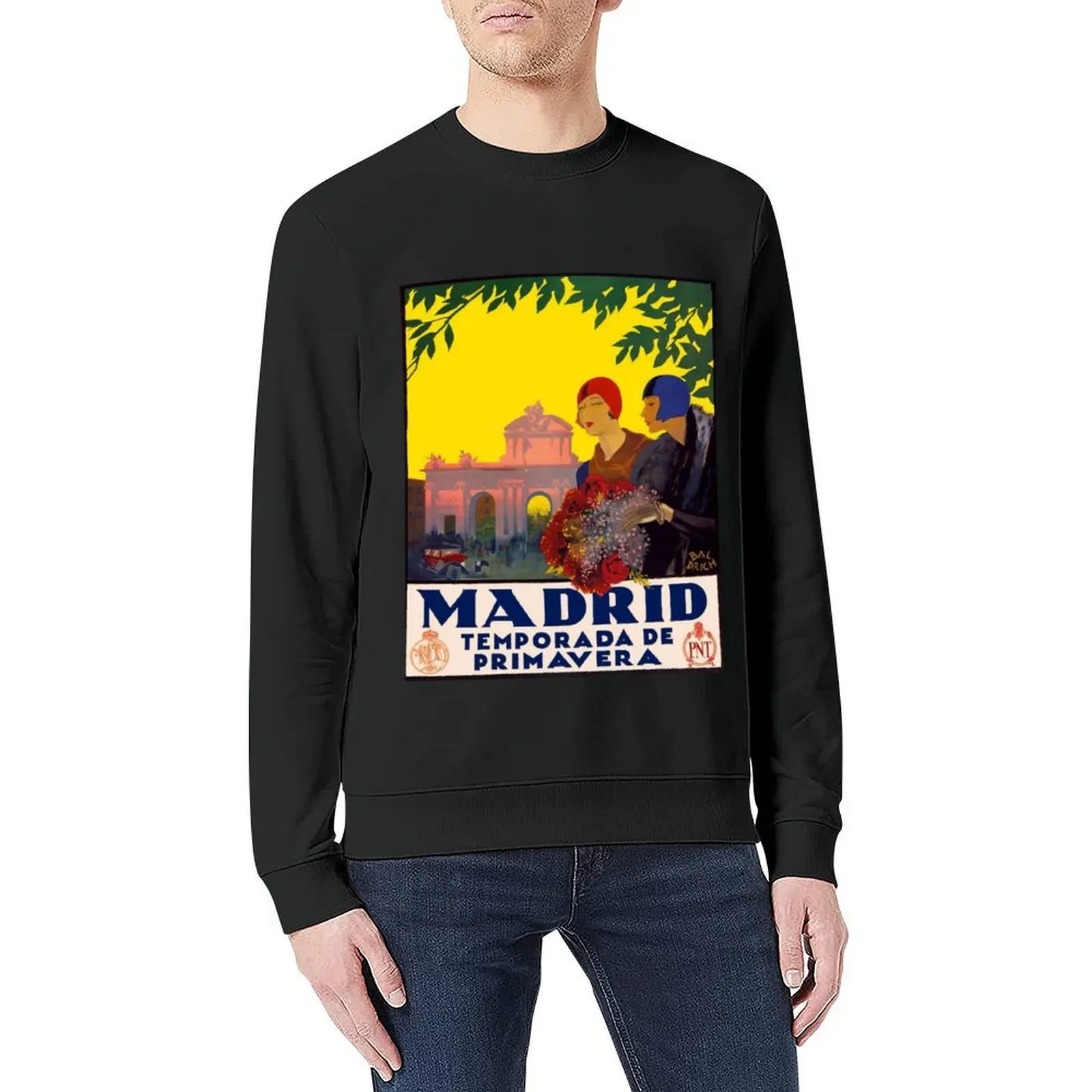 Madrid Temporada de Primavera - Vintage Travel Art Poster Pullover men's coat mens clothes sweatshirt for men