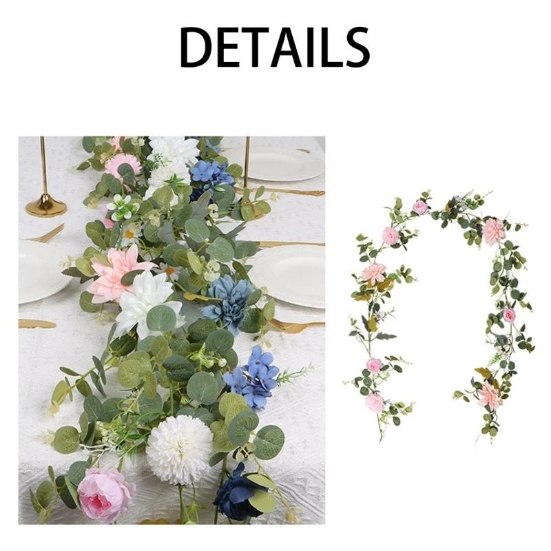 Artificial Rose Vine- Faux Flower Desk Decor with Flexible Stems for Table Centerpiece, Wedding, Home, Office, Party (1 J0MC - view 5