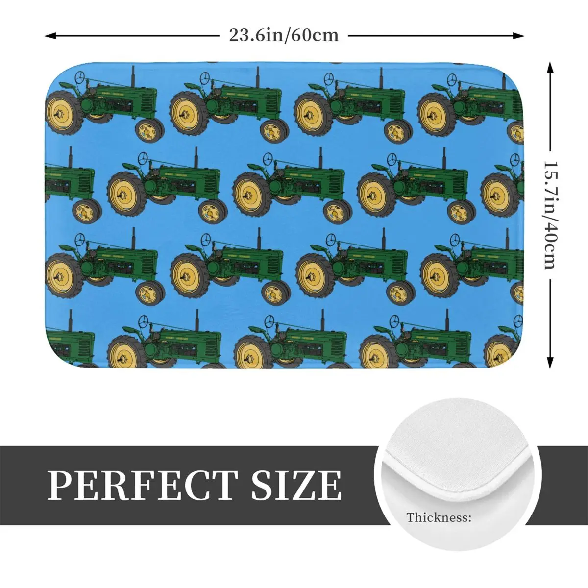 John Deere Styled Tractor And Quot Non-slip Doormat Floor Mat Carpet Rug for Kitchen Entrance Bathroom Living room Footpad Mats