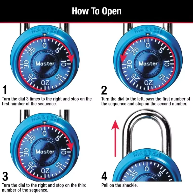 Master Lock 1533MCND Rotary Combination Padlock for Gym and School Lockers Locker Room Anti-theft Lock