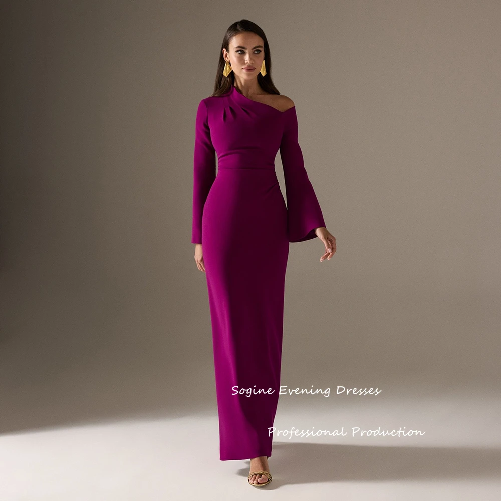 فساتين سهرة رسمية طويلة من الكريب للنساء بدون أكتاف بطول الأرض من فساتين سهلة الأكمام كاملة فيستدوس دي غالا مناسبة رسمية