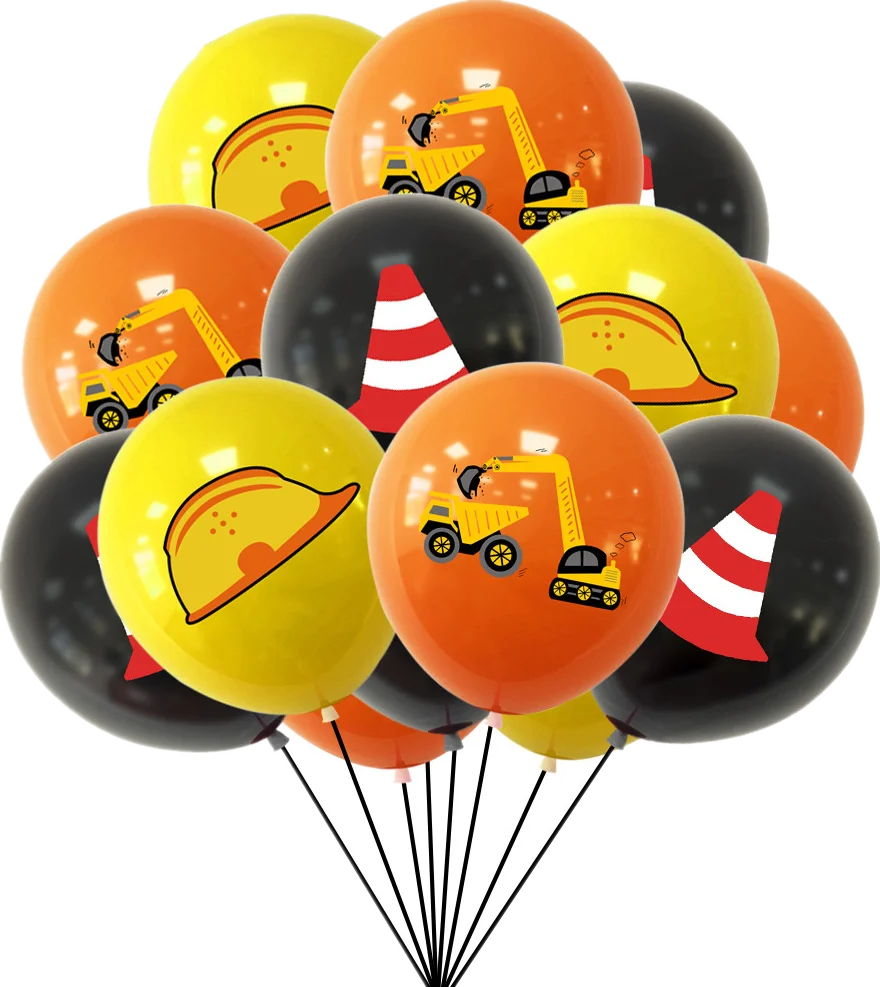 10/30 Stücke Bau Traktor Thema Bagger Luftballons Rennwagen Ballon Bau Autos Luftballons Set Jungen Geburtstag Globlos – Detail 2