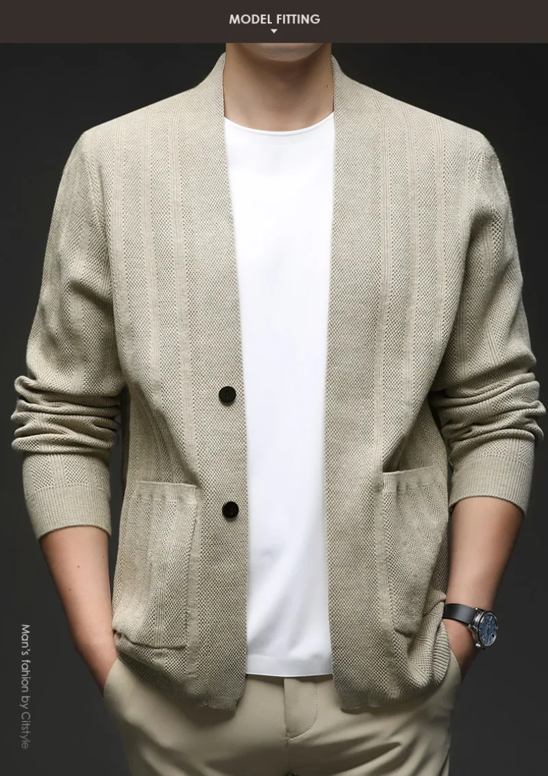 

Fashionable Knitted Cardigan Men's Minimalist Solid Color Sweater Autumn/Winter New Style Slimming Sweater Youth Jacket