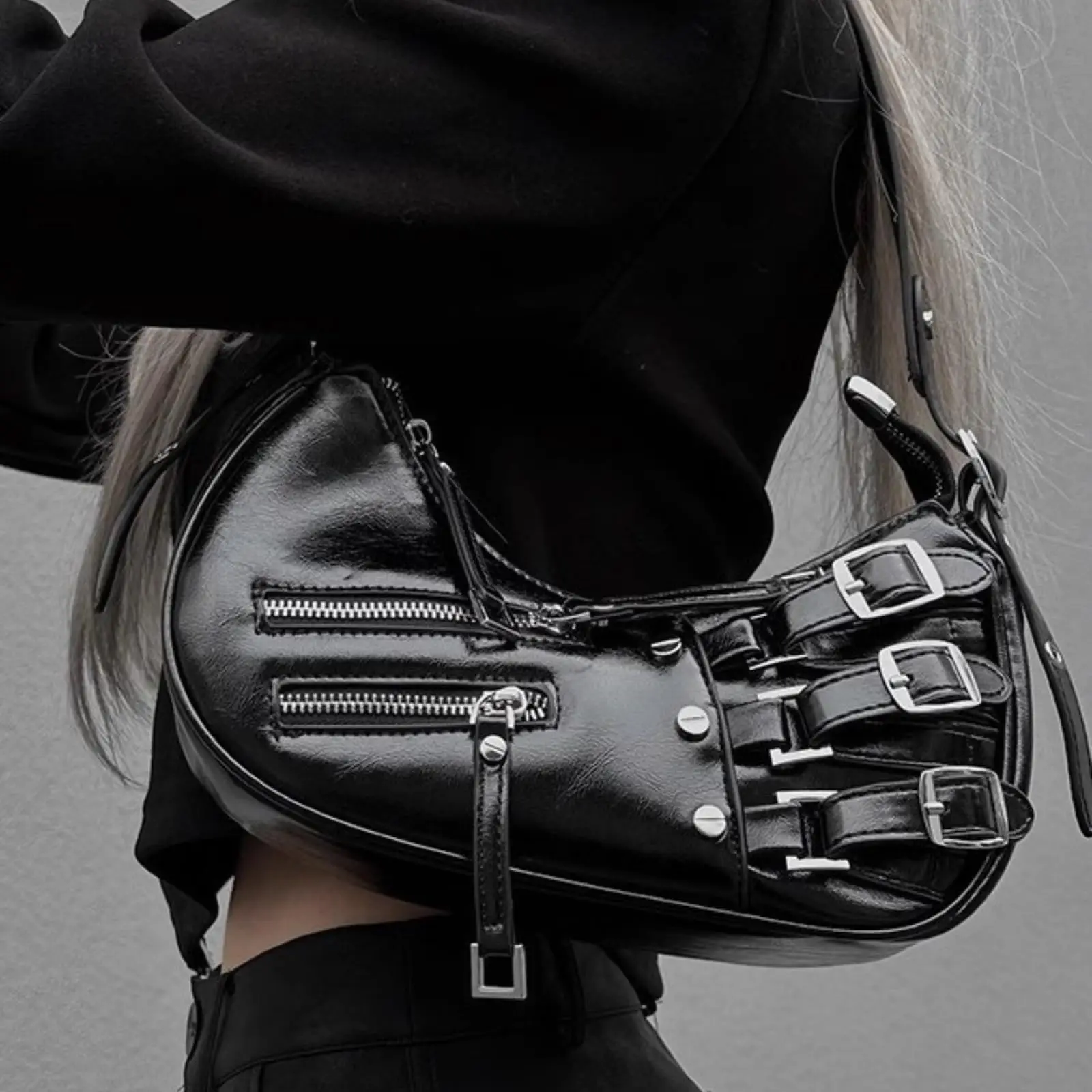 

Y2k Fashion Women's Handbags Girls Underarm Bag Vintage Korean PU Leather Female Shoulder Bags Underarm Tote Bag Ladies Handbags