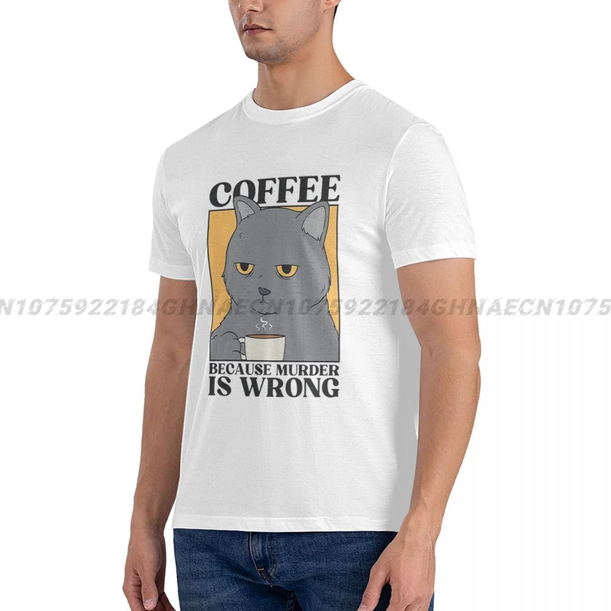 

Coffee Because Murder Is Wrong T Shirt Men Cotton Hip Hop Tees Tops Streetwear