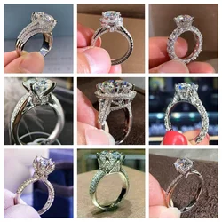 New Carat Moissanite Flash Bridal Wedding Ring with Crystal Creative Twist Band Women's Fancy Finger Accessories Fashion Jewelry