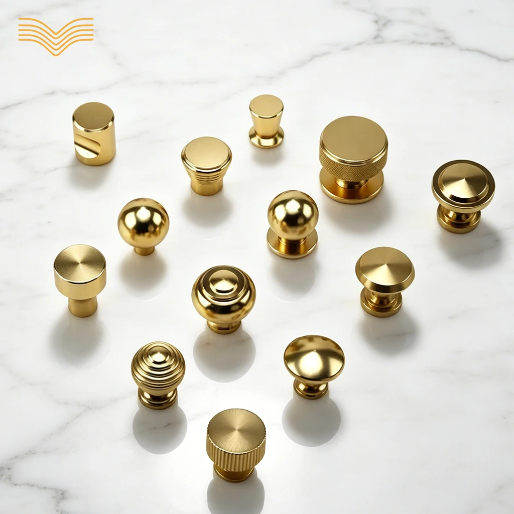 Single Hole Cabinet Drawer Knobs Gold Silver European Round Head Light Luxury Handles For Wardrobe Shoe Cabinet Furniture