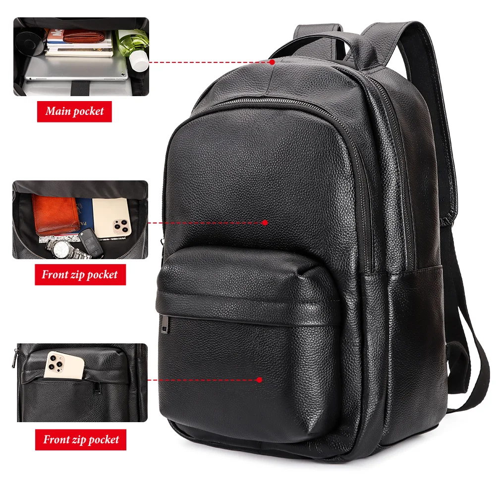 HUMERPAUL 100%Genuine Leather Bag For Men New High-Quality Luxury Solid Senior Backpack Computer Laptop high-capacity Bag