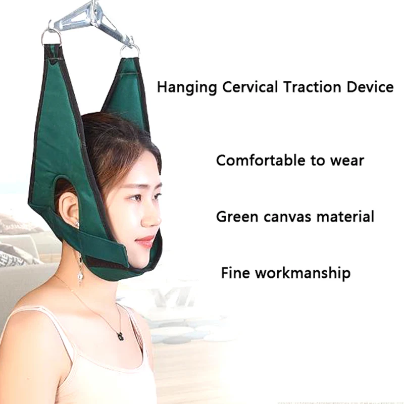 Dispositivo de tracción Cervical colgante, cinturón de estiramiento suave para el cuello, alivio del dolor, soporte de Metal, cojín de tracción