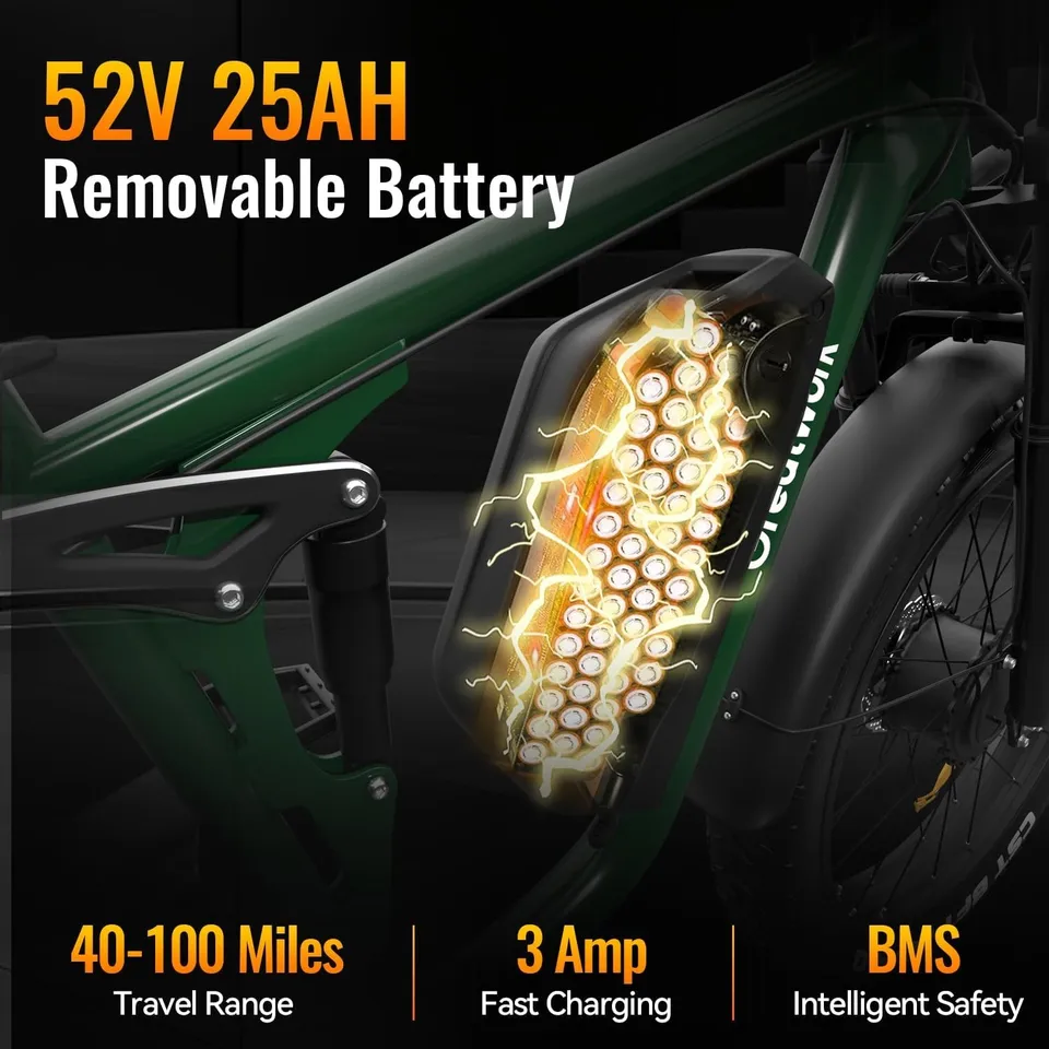 DUAL MOTOR 5000W Electric Bike for Adults 26" Fat Tire 45MPH Off-Road E-bike image 8