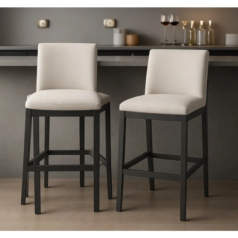 

Высокие барные стулья (комплект из двух) с подлокотниками и подставкой для ног, 26 дюймов, для кухни и столовой, черные, простая сборка