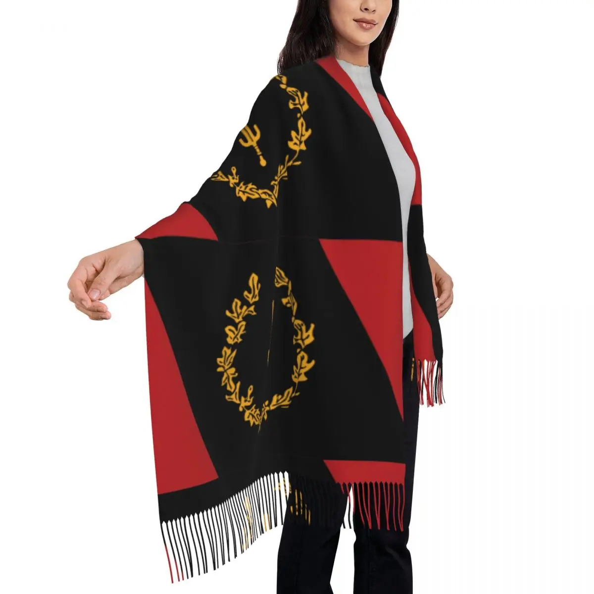 Black American Heritage Flag Women's Pashmina Shawl Wraps Fringe Scarf Long Large Scarf