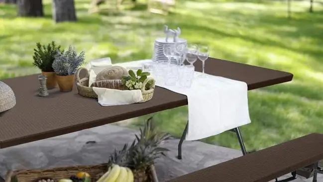 New Style Portable Plastic Folding Table Imitated Rattan Design for Outdoor Picnics Camping Aluminum Steel Villas Hospitals