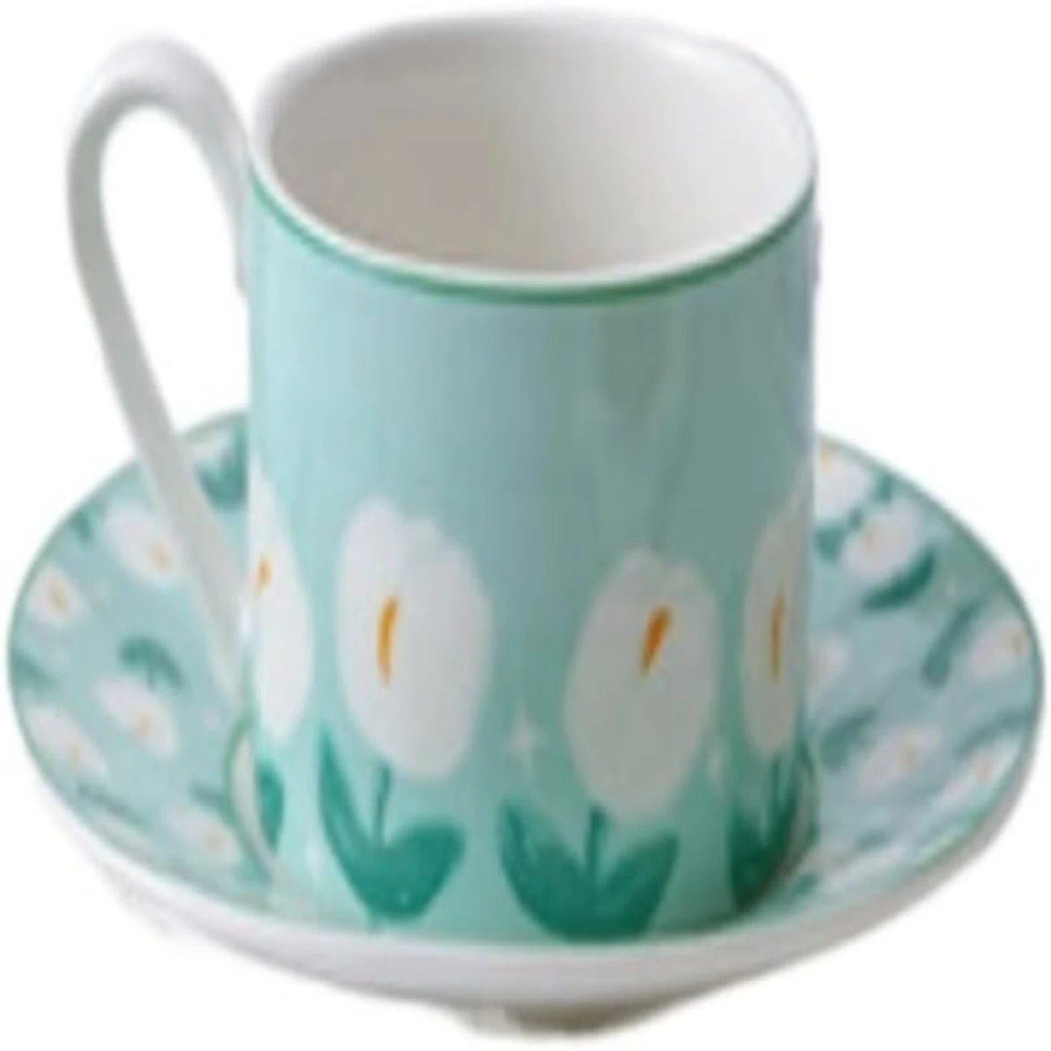 

Elegant and sophisticated high-end ceramic coffee cup and saucer set - premium quality for stylish tulip afternoon tea. Perfect