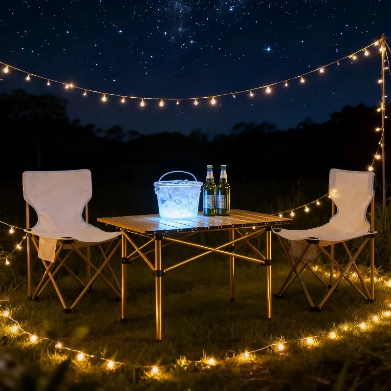 2026 Wholesale Large Outdoor Aluminum Elevated Camping Table And Chair Set With BBQ Picnics