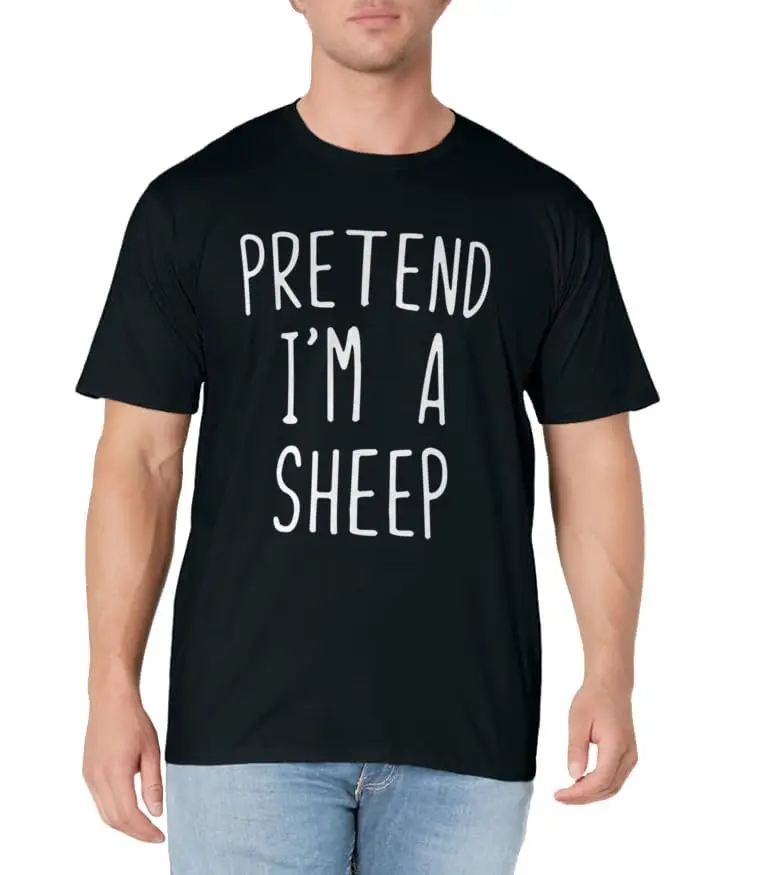 Pretend I'm A Sheep Costume Halloween Lazy Easy Classic Logo T Shirt and Stickers, Unisex Adult T Shirt Collection