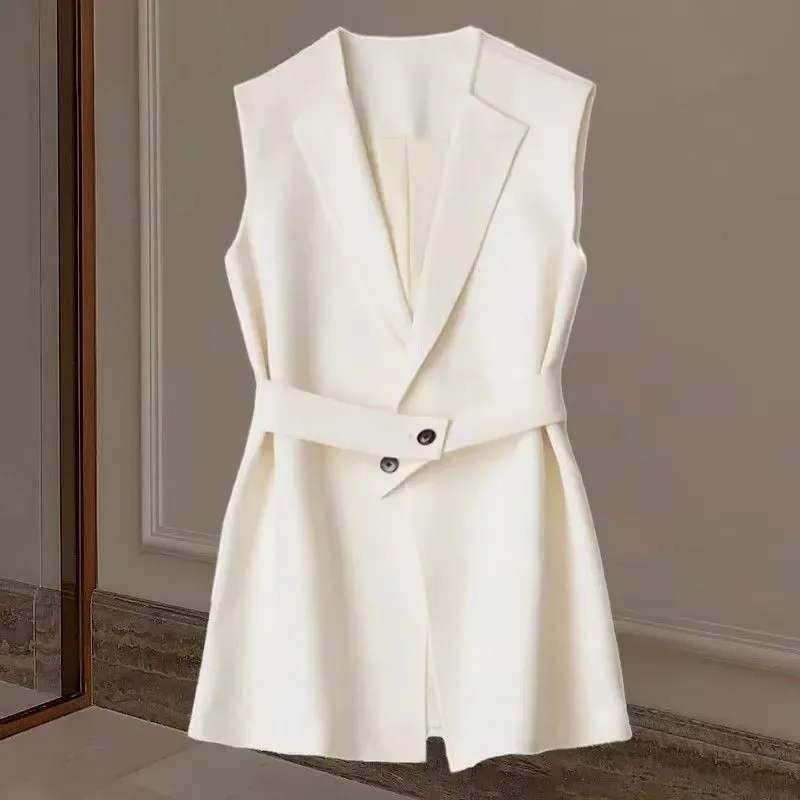 

New Spring Autumn 2025 Temperament Senior Women's Suit Vest Jacket Sleeveless Versatile Casual Female Blazer WaistCoat Coats