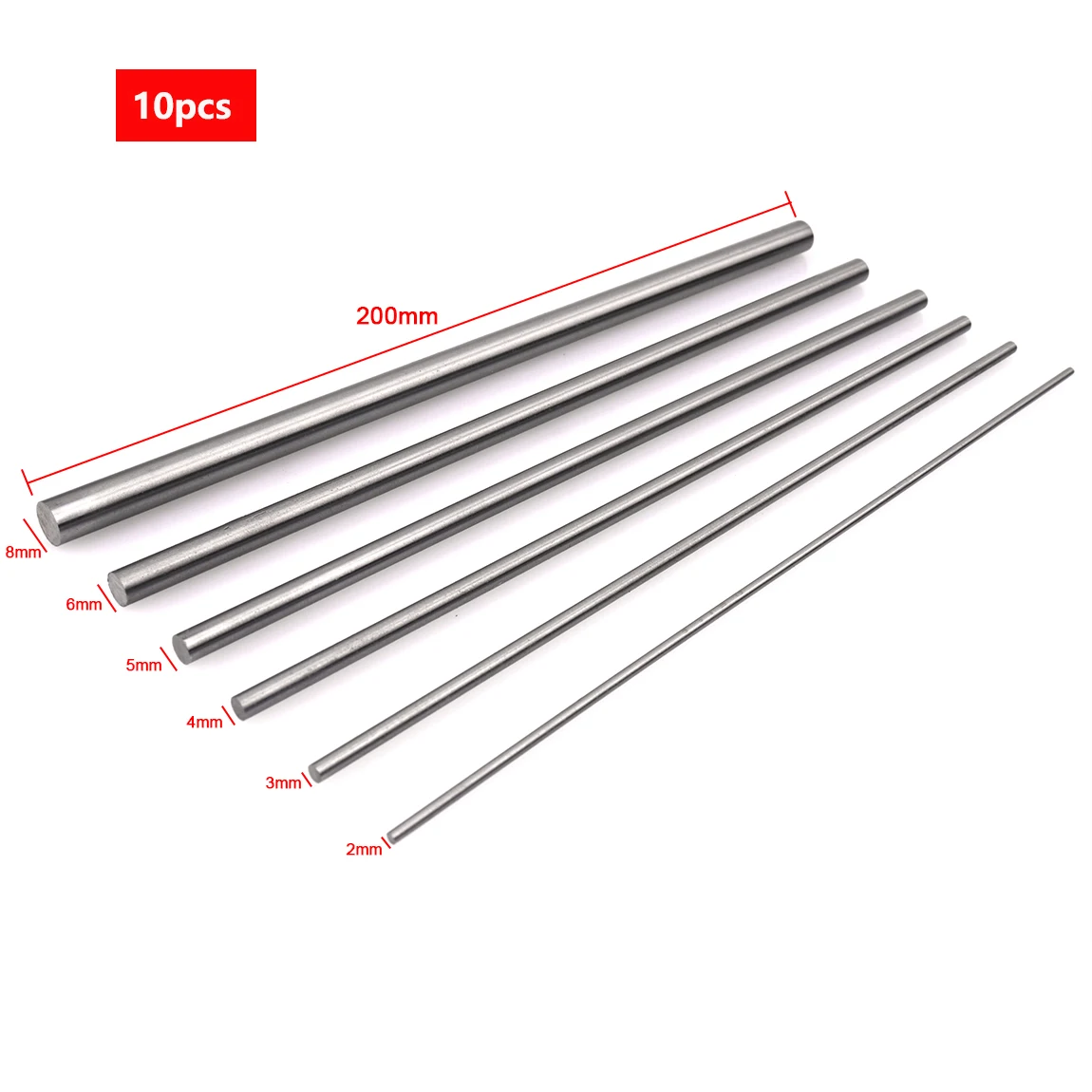 10Pcs/set Round Rod Lathe Bar Stock High Speed Steel Solid Round Rod 2mm 3mm 4mm 5mm 6mm 8mm metric round rod Length 200mm