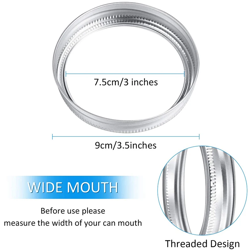-A14E 30 قطعة برطمان تعليب ميسون واسع الفم استبدال حلقات معدنية أربطة لولبية مقاومة للصدأ حلقات أربطة معدنية صفيح 86 مم