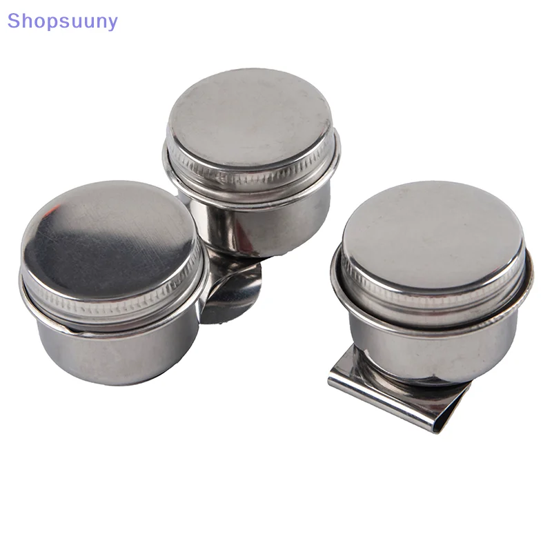 [SU]Painting Oil Pot Stainless Steel Oil Painting Double Palette Cup With Lid For Acrylic Watercolor Gouache[SU]