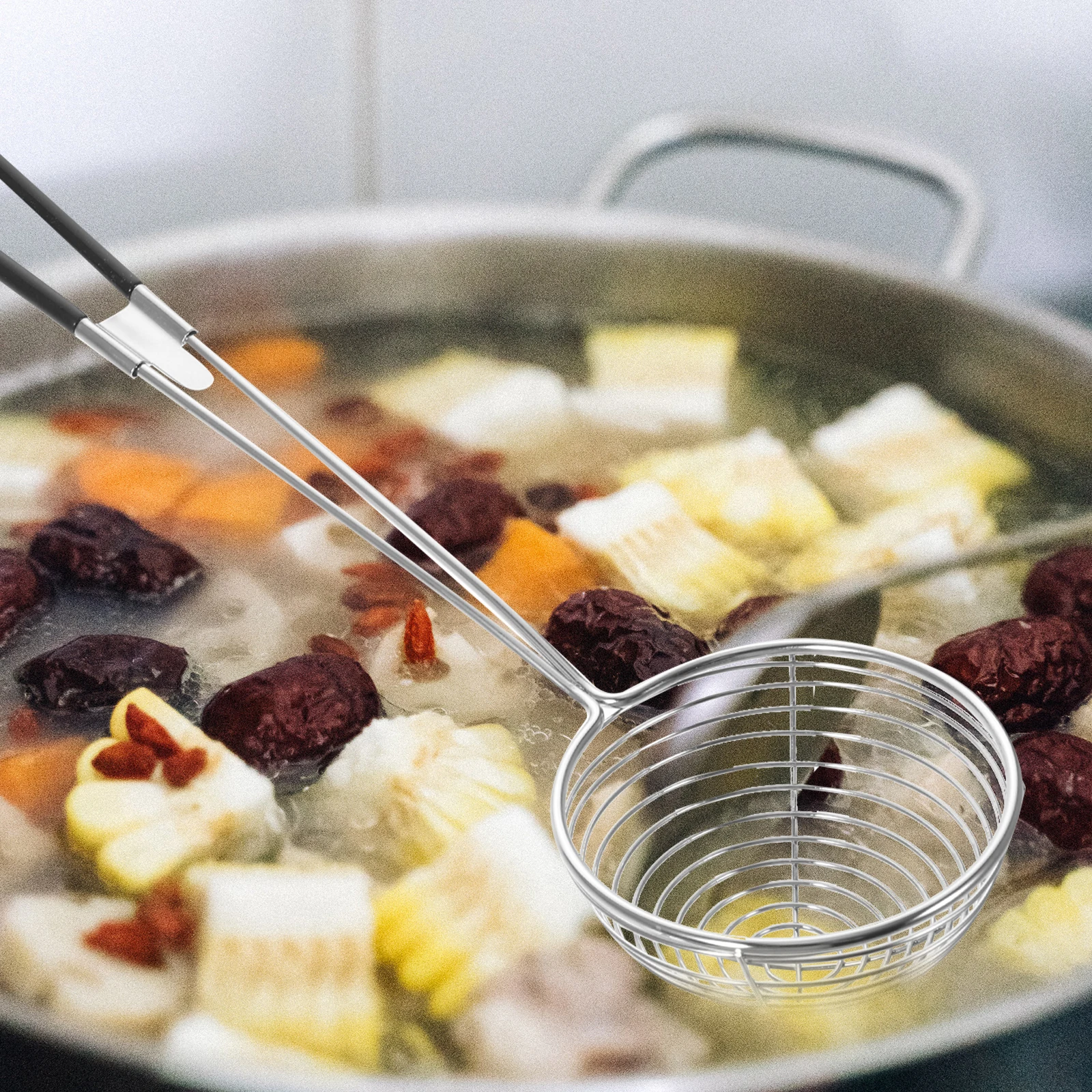 1 st Spider Zeef Lepel Roestvrij Stalen Gaas Filter Pollepel Huishoudelijke Keuken Frituren Noodle Vergiet Lange Steel Olie