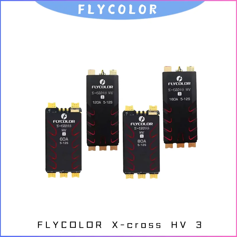 

FLYCOLOR X-CROSS HV3 60A-160A ESC 5-12S BLHeli_32 DShot, Professional FPV Racing Drone Electronic Speed Controller with Heatsink