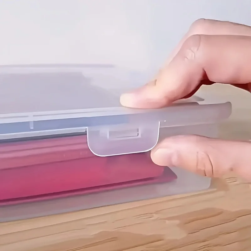 Caixa de Armazenamento Plástica Transparente Tamanho A4 com Tampa Flip Top - Material ABS, Organizador de Mesa à Prova de Poeira para Materiais de Escritório
