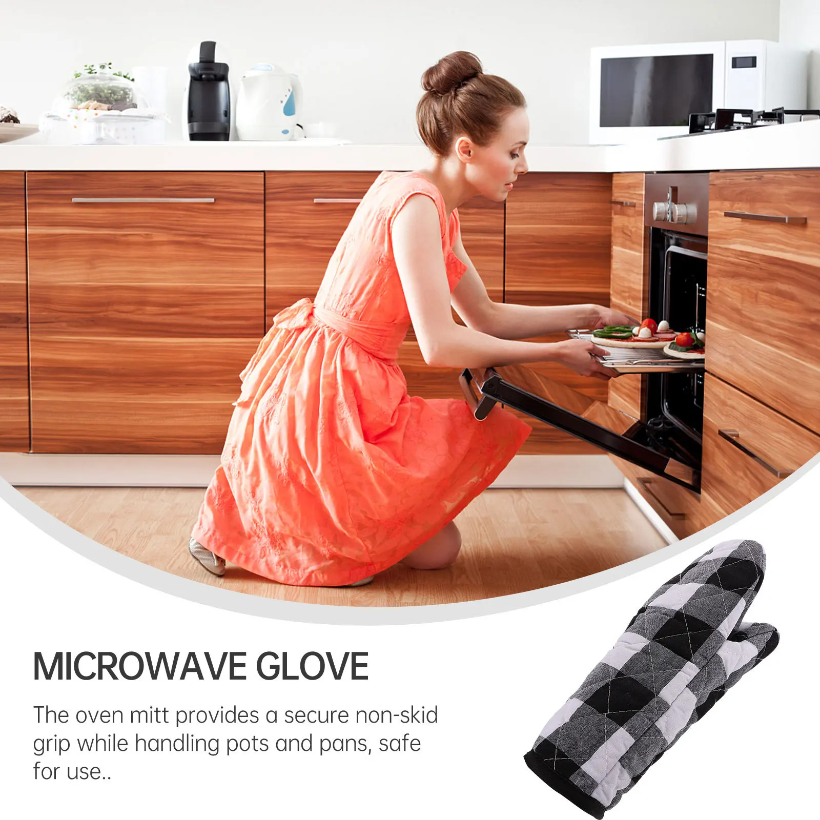 

1 Set Kitchen Microwave Mitt Heat Resistant Oven Glove Non-Slip Baking Mat For Cooking Grilling Storage Design Dish-Washing