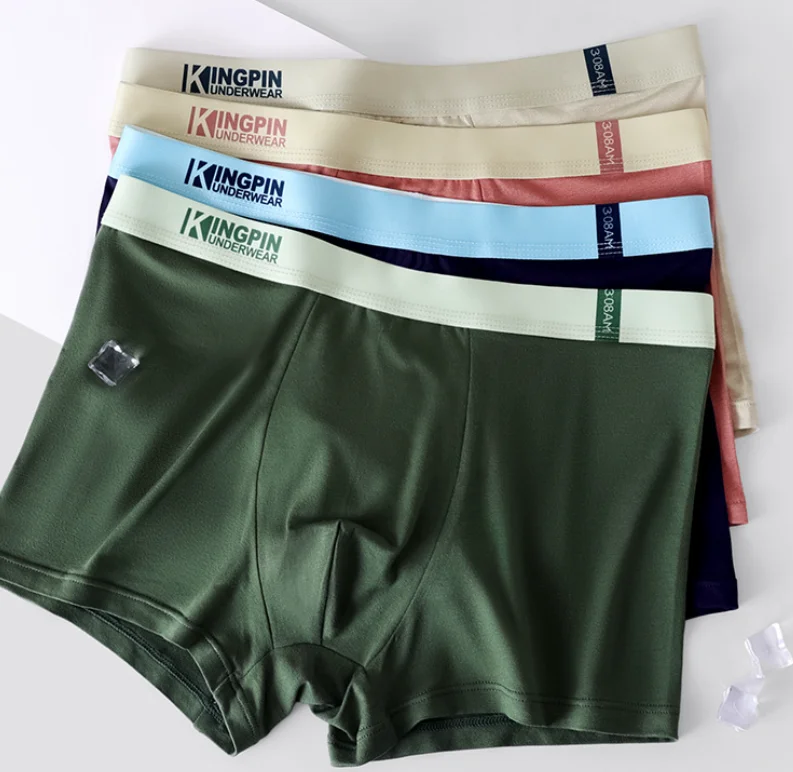 

4PCS Bamboo Fiber Men's Underwear Antibacterial Comfortable Men's Underwear, Student Underwear Fashionable Simple Four-color