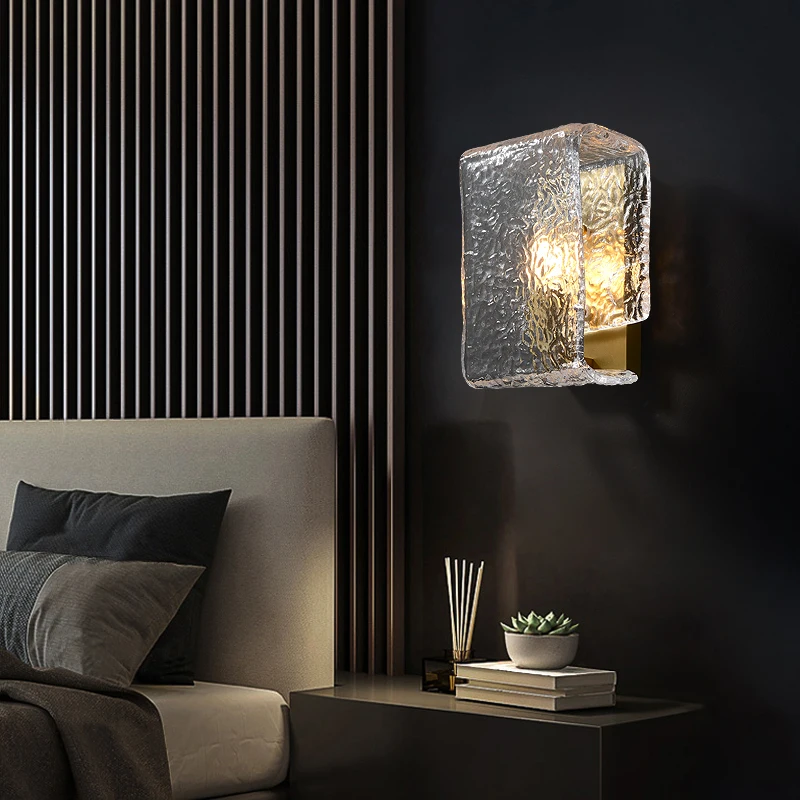 Water Wave Pattern Light Luxury Bedroom Bedside Wall Lamp All Copper Living Room Background Wall Hotel Salon Corridor Corridor