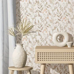 1 roll of brown plant leaves small fresh moisture-proof thickened wallpaper self-adhesive waterproof home decoration removable w
