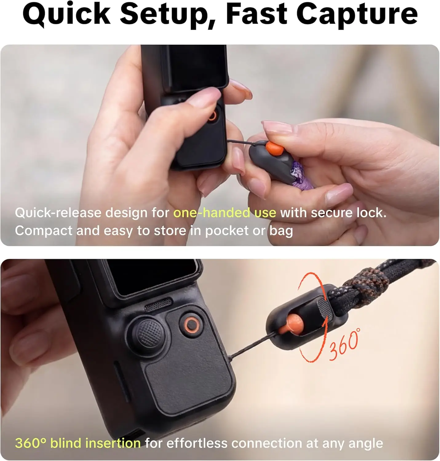 Pasek na rękę PGYTECH do DJI Osmo Pocket 3/4, szybkozłączny pasek ochronny na nadgarstek, wytrzymały poliester o wysokiej wytrzymałości — zdjęcie produktu 5