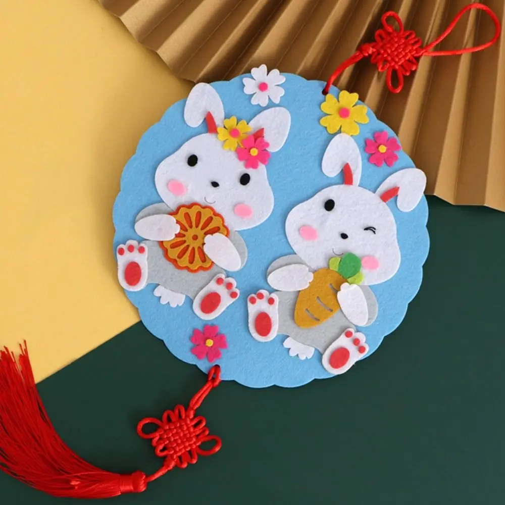 Non-woven Fabric DIY Mid-Autumn Festival Decoration Moon Flower Handmade Chinese Style Pendant Tassel Blessing