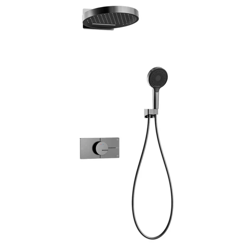 

All-copper household bathroom wall shower, large top spray multi-functional hot and cold outlet shower shower set