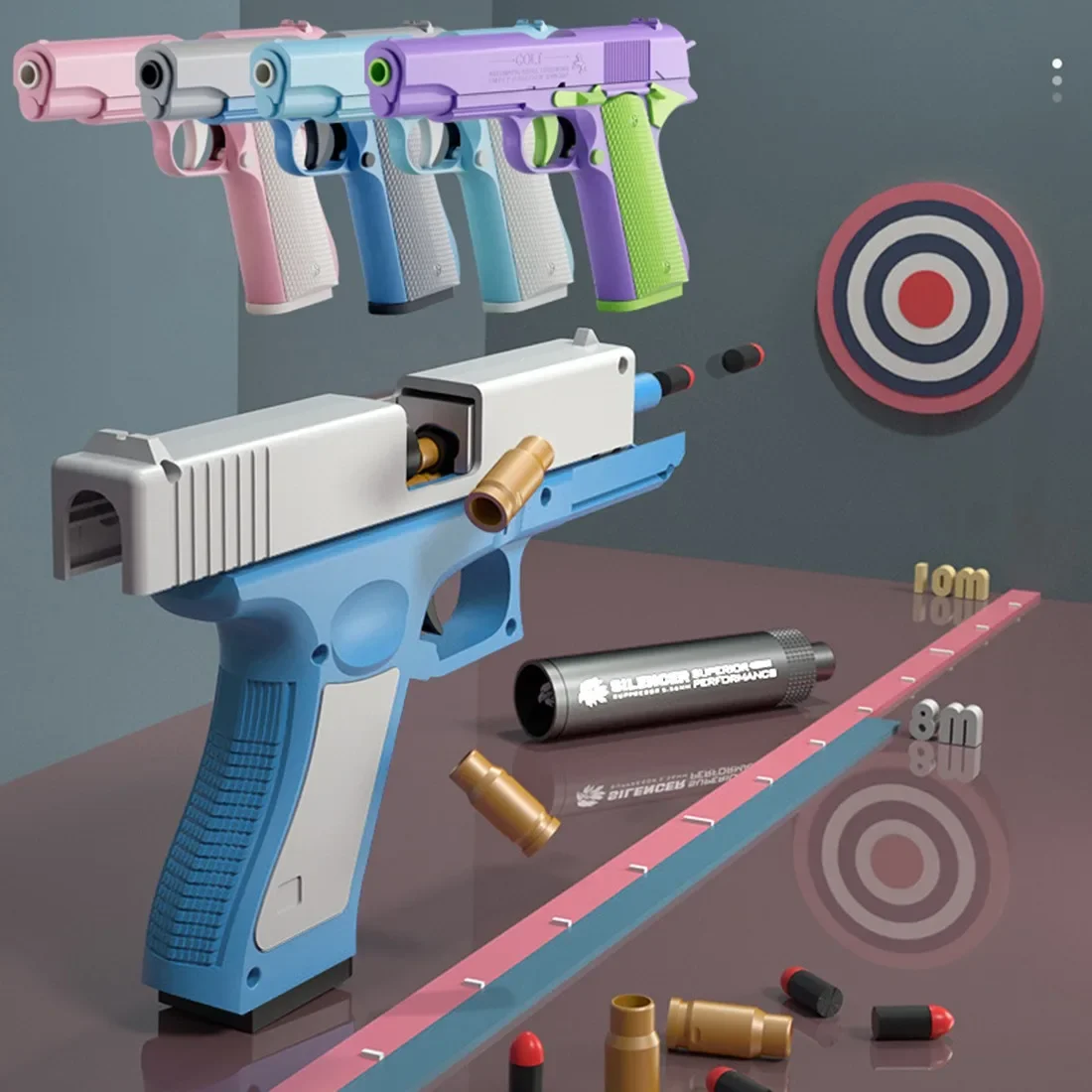 Mini Model Gravity Straight Jump Toy 3D Pistolet z nadrukiem Nie blaknąca zabawka dla dzieci Zabawka antystresowa Prezent świąteczny