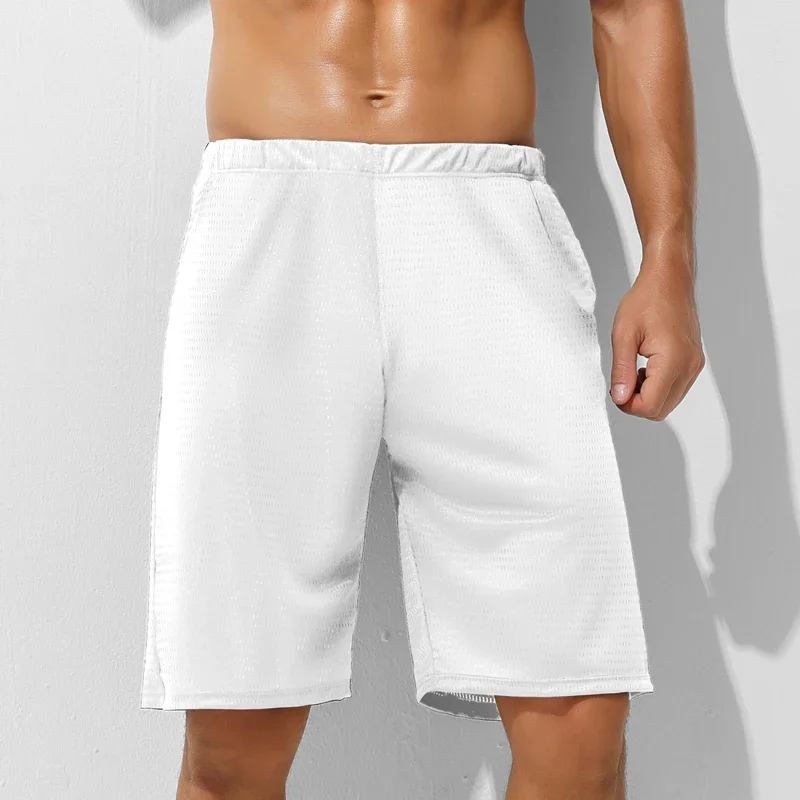 Pantalones capri finos, pantalones cortos informales, pantalones sueltos de seda helada para el hogar para hombre, pantalones de pijama de verano para hombre como capa base y ropa hom