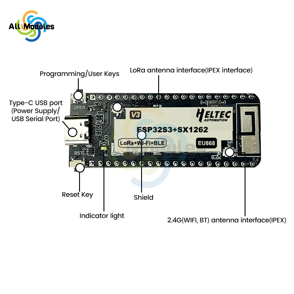 Imagem -04 - Placa de Desenvolvimento sem Fio Stick Lite Compatível com Esp32-s3 Node Tipo-c Esp32 Mais Lora v3 433510mhz 863-928mhz