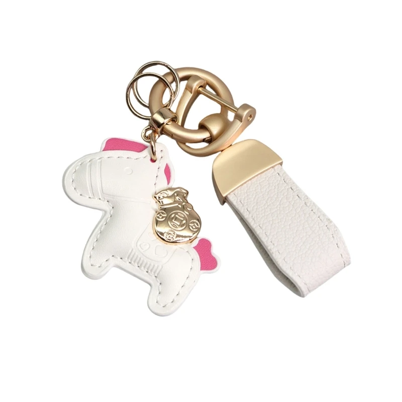 Elegant Texture Keychain Horse PU Leather Texture Practical Key Holder Key and Bag Charm Perfect for Any Occasion 97QE