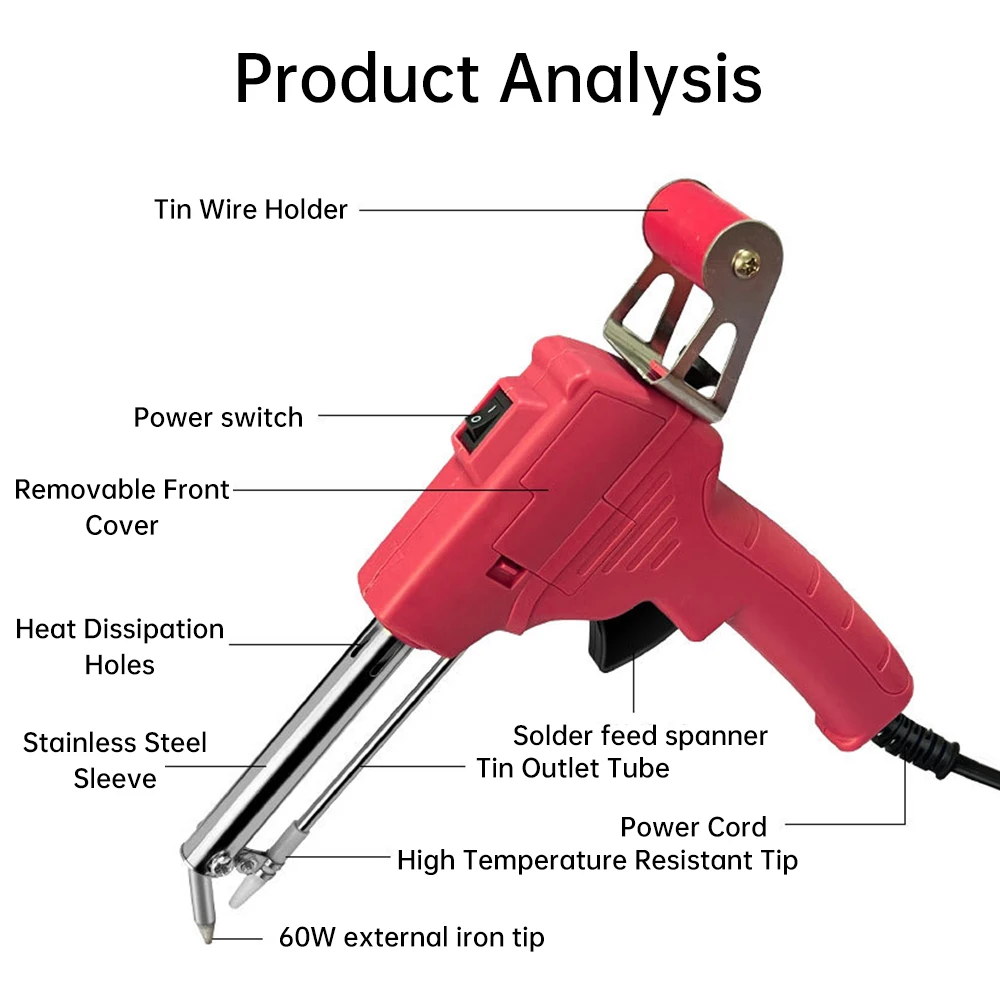 60W Electric Handheld Soldering Torch Soldering Iron Welding Kit Solder Gun Tool Set for Circuit Boards and DIY Projects