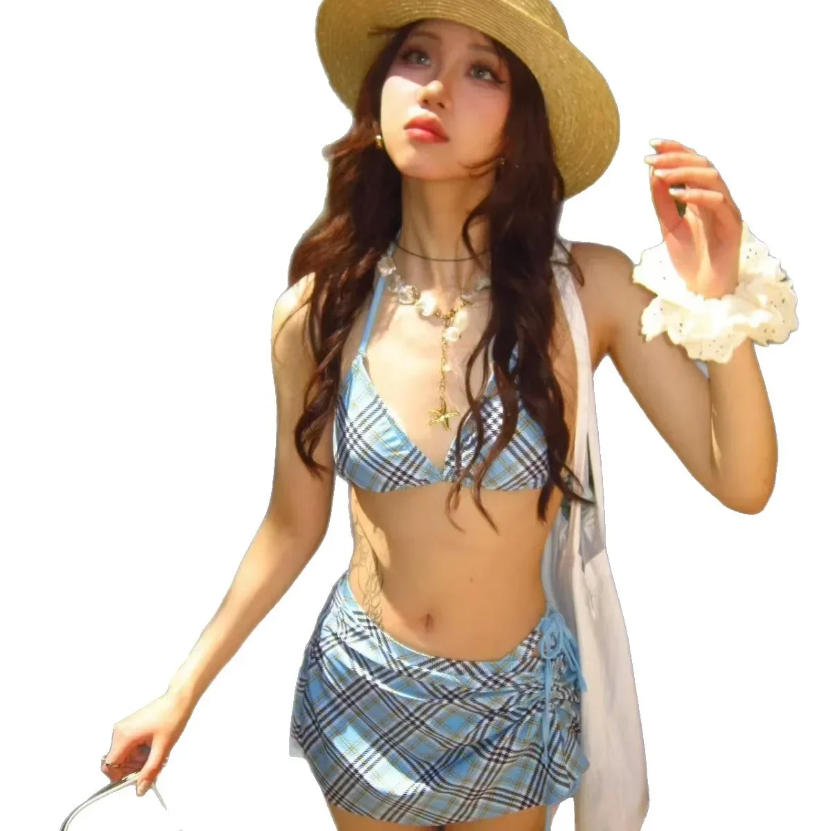 Sexy Bikini Swimsuit Women's Small Chest Gathered Hot Spring Beach Vacation Swimwear Two-Piece Swimsuit from Mainland China