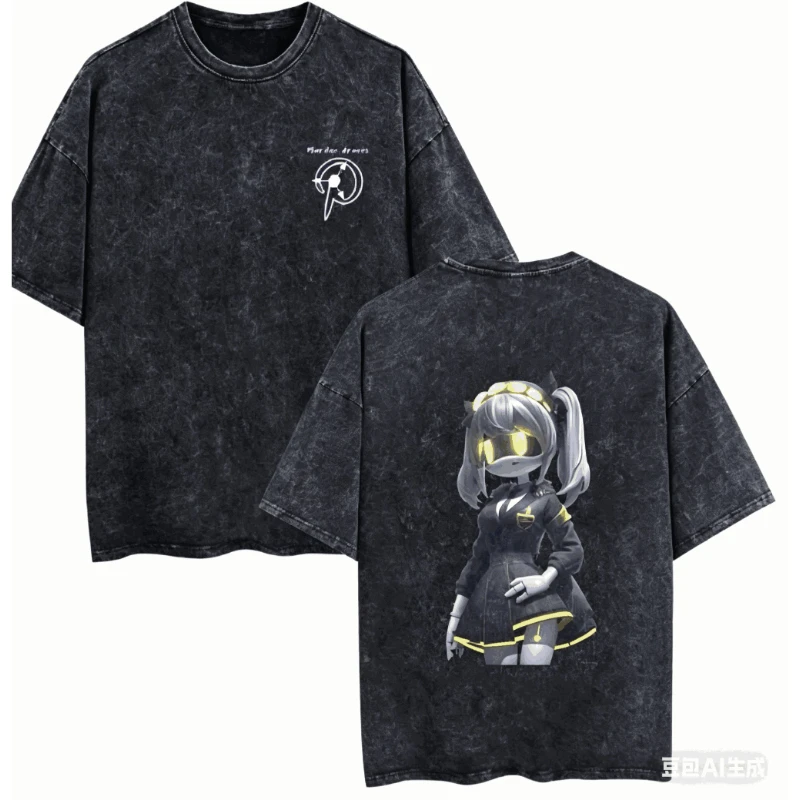 Murder Drones Graphic Print T-Shirt Women Men Streetwear Hip Hop Top Vintage Washed Cotton O-neck Short Sleeve Summer New Tee