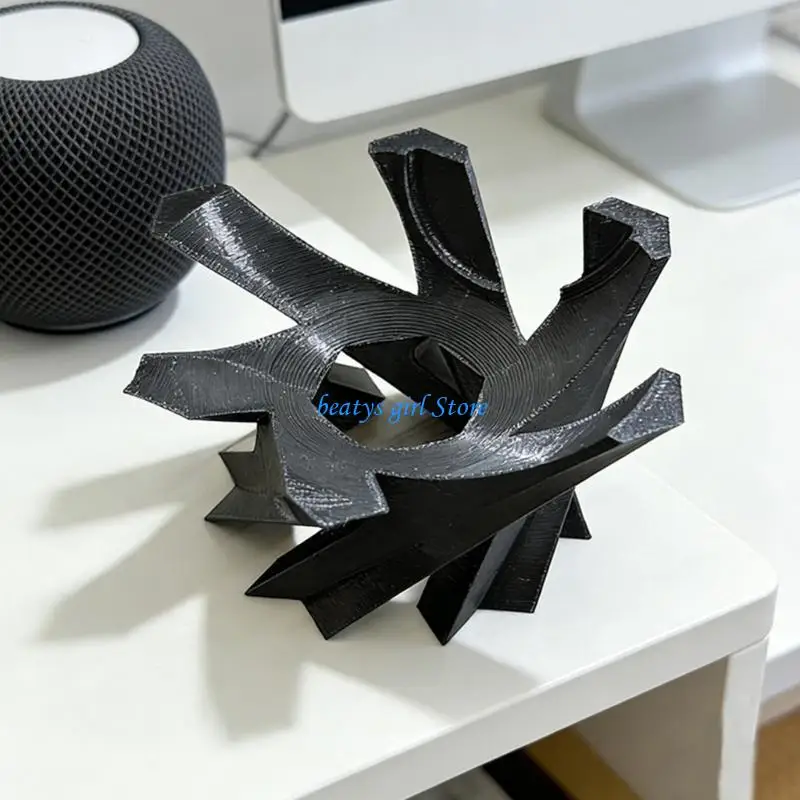 C7AB 3D Print Hollow Speaker Stand For Small Desktop Speakers Holder Rack With Geometric Design Improved Sound Quality
