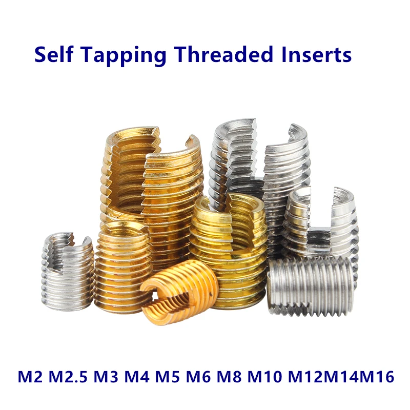 M2 M3 M4 M5 M6 M8 M10 M12 Galvanized Stainless steel Threaded Inserts 302 Type Repair Insert Self Tapping Slotted Screw Threaded