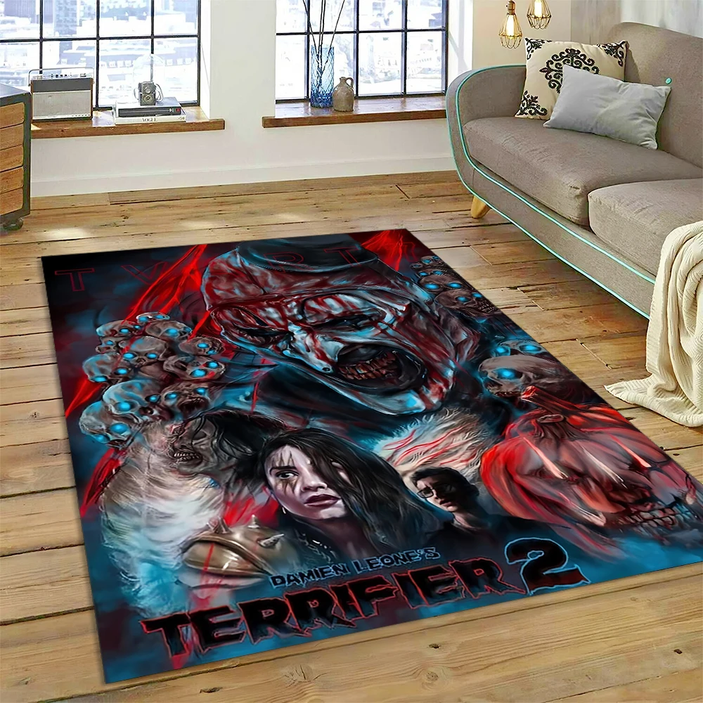 2025 New Style Terrifier 3 Horror Clown Movie Carpet Rug for Bedroom Living Room Home Sofa Decoration,kids Play Decor Floor Mat