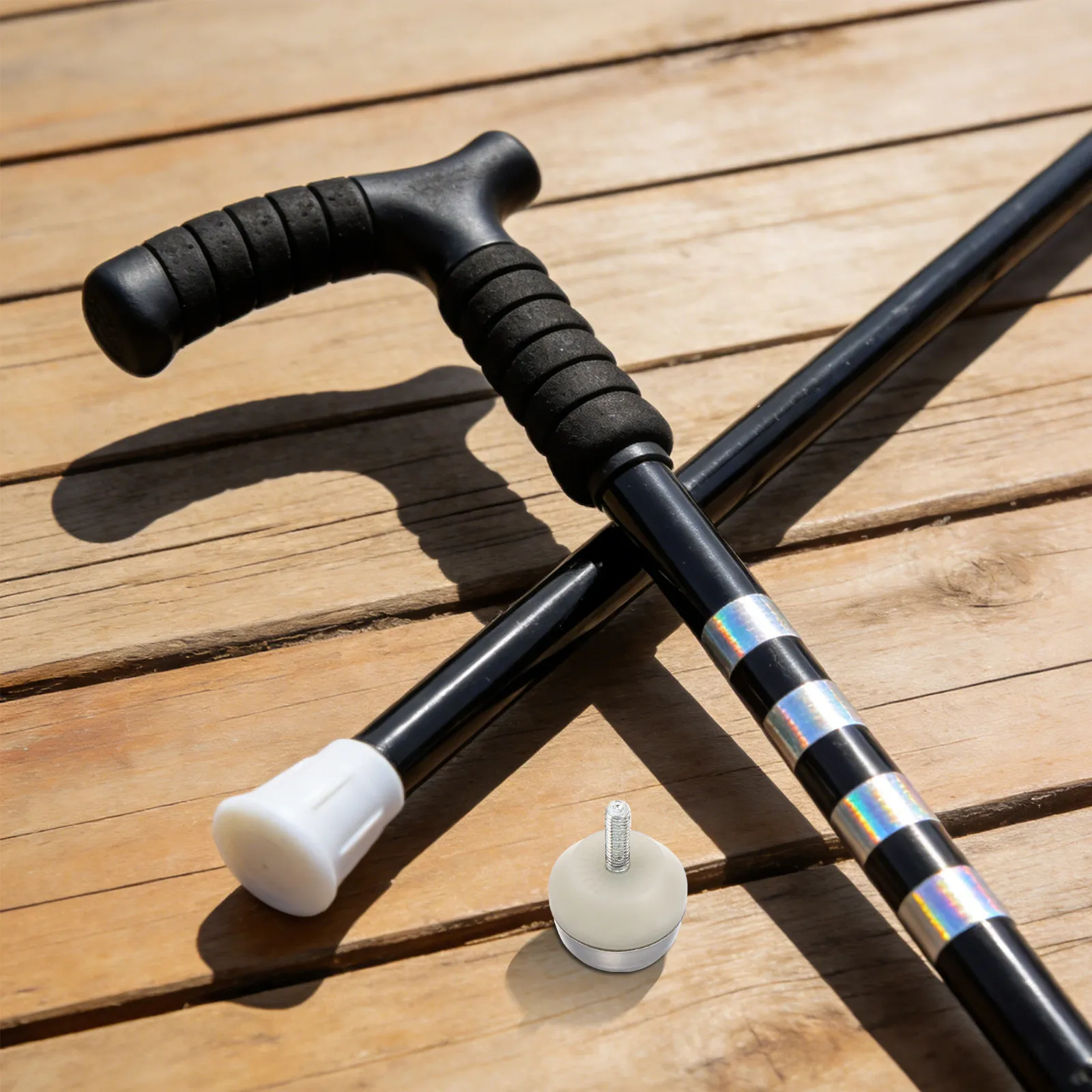 Nighttime Blind Walking Stick Tip Glow Rolling Cane Tip Rotating Guide 30Mm Wear Resistant Rubber Replacement for Indoor Outdoor