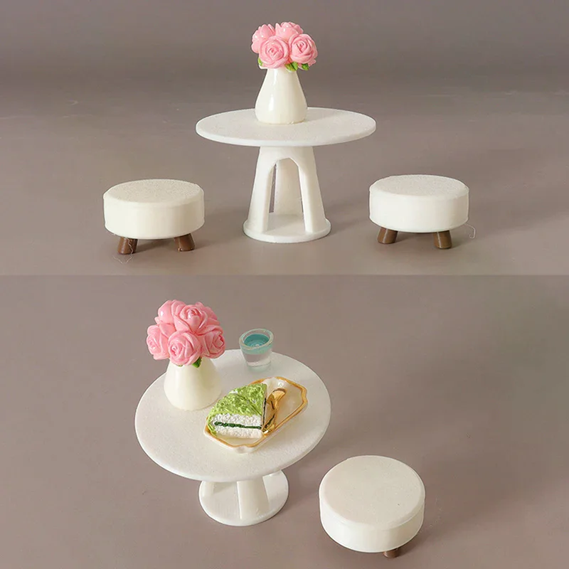 Ensemble de tabourets de Table ronds de Simulation Miniature pour maison de poupée, accessoires de meubles pour décoration de maison de poupée, jouets de jeu pour enfants, 1/12