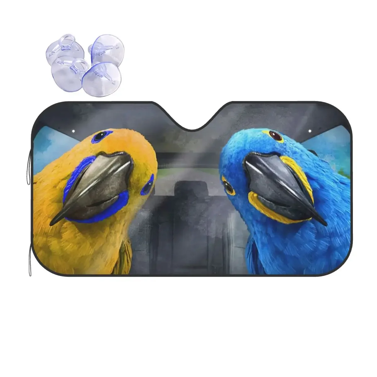 Funny Parrot Bird Foldable Sunshade Windscreen 70x130cm Animals Driving Aluminium Foil Sunshade Visor UV Protector